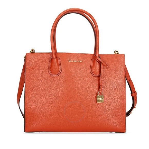 NWT Michael Kors Mercer Large Leather Orange - Picture 3 of 10